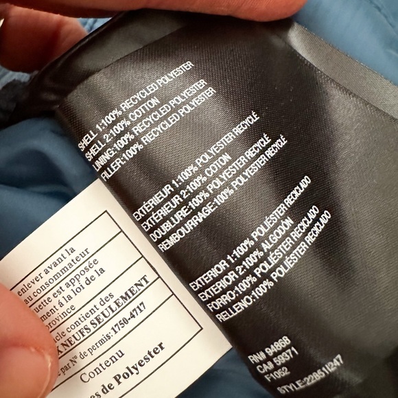 NWT- BERNIE BERNARDO Quilted Corduroy Trim Recycled Fabric Riviera Blue Jacket - Picture 10 of 13